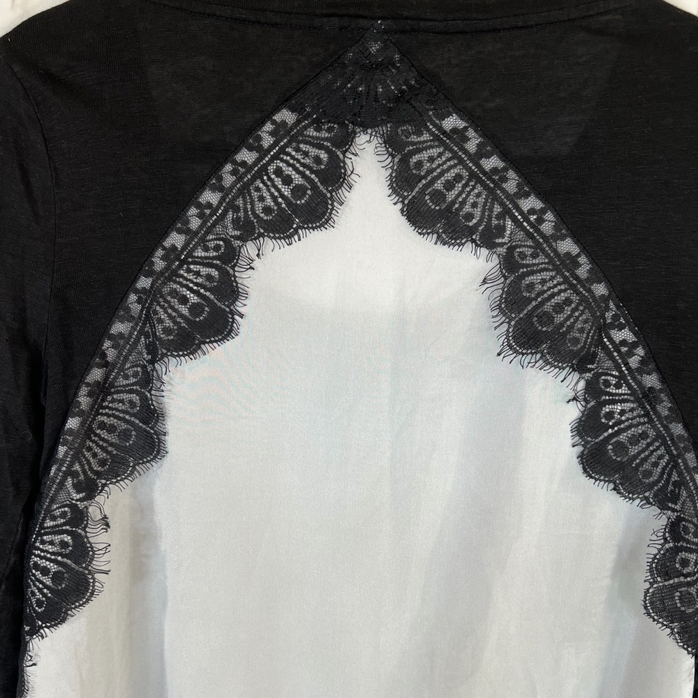 Banana Republic Flowing Black Lace Detail Top Size Med